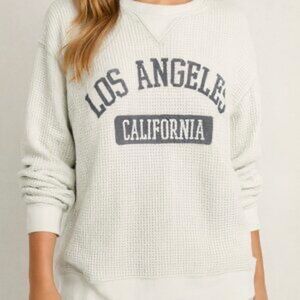 Aerie Blue Oversized Waffle Long Sleeve Sweatshirt